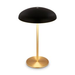 BRILONER - Rechargeable LED Table lamp IP44 with Light Edge, Touch, Replaceable Battery, LED Light, Battery Table lamp, Bedside, no Cord, 19.5x30.5 cm, Black Brass