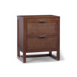 Teamson Home Hatteras 51 cm Wide Bedside Table with 2 Rattan Inset Drawers, Walnut, Brown