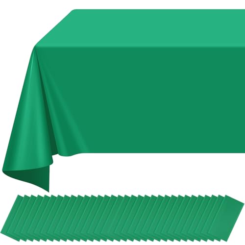 32 Pack Green Plastic Tablecloth for Rectangle Tables, Premium Decorative Green Disposable Table Cloths for Parties, Rectangle Party Table Cover for Birthday Anniversary Graduation Picnic, 54x108 Inch