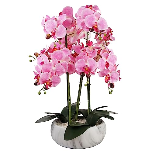 Botanik 60cm Orchid Artificial Pink Marble Effect Ceramic Planter