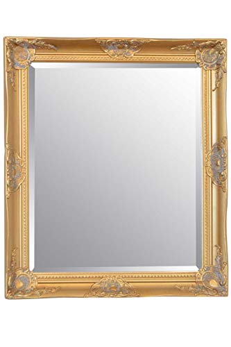 Gold 30inch x 26inch (76cmx86cm) Large Hairdressors Salon Mirror Classic Frame Antique Design Ornate Shabby Chic Over Mantle Big Wall Mirror