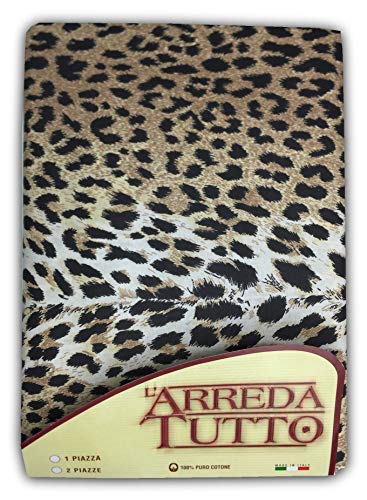 tex family Gran Foulard Sofa Bed Cover Leopard Leopard Fabric (Double Bed)