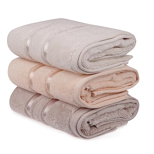 WELL HOME MOBILIARIO & DECORACIÓN Hand towel set (3 pieces) light yellow, light lilac and salmon