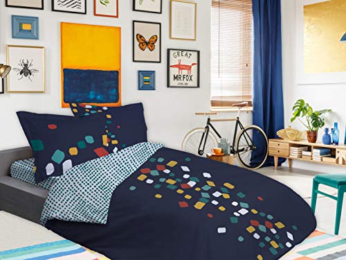 CALITEX GRANITO 3-Piece Bedding Set, 240 x 220 cm, 100% Cotton, Ink, 240 x 220 cm