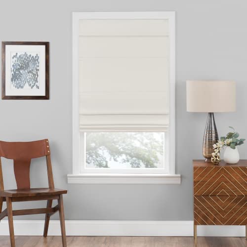 Cordless Roman Shades for Windows - 35 Inch Width x 64 Inch Length (Ivory) - Blackout Polyester Window Privacy Blinds for Bedroom, Kitchen & Dining Room by Achim Home Décor