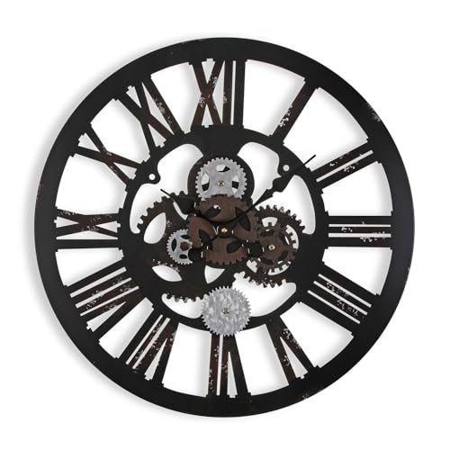Versa Louisville Decorative Wall Clock for Kitchen, Living Room, Dining Room or Bedroom, Measures 59 x 4 x 59 cm (H x L x W), Metal, Colour: Black