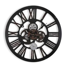 Versa Louisville Decorative Wall Clock for Kitchen, Living Room, Dining Room or Bedroom, Measures 59 x 4 x 59 cm (H x L x W), Metal, Colour: Black