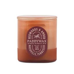 Paddywax Scented Candles Vista Collection Vintage Style Artisan Candle in Frosted Glass, 340g, Redwoods & Amber