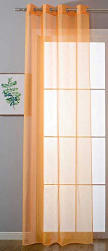 Gardinenbox 20332-cn Eyelet Curtain Transparent Plain Height x Width 245 x 140 cm Orange Stores Curtain Eyelets Lead Tape Finish Living Room