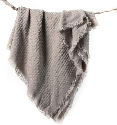 "lifein Throw Blanket for Couch-Soft Boho Throw Blanketss,Cozy Spring Knit Tan Waffle Throw,Small Knitted Farmhouse Lightweight Blanket&Throws for Gift,Bed,Chair,Sofa,Home Decor(Tan/Taupe,50 * 60"")"