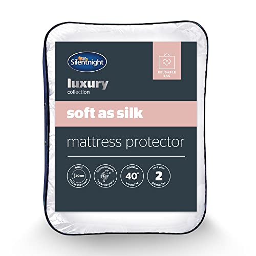 Silentnight Soft as Silk Single Mattress Protector - Luxury 30cm Deep Fitted Mattress Pad Cover Topper with Silky Fibres for Luxurious Comfort - Hypoallergenic and Machine Washable - Single