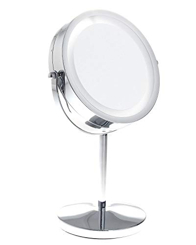 TUKA-i-AKUT Makeup Mirror LED Lighting 5x Magnification - 7 inch illuminated Bathroom Countertop Mirror Shaving Mirror Vanity Mirror - double faced mirror : nomal + 5 times Magnifying, TKD3145-5x