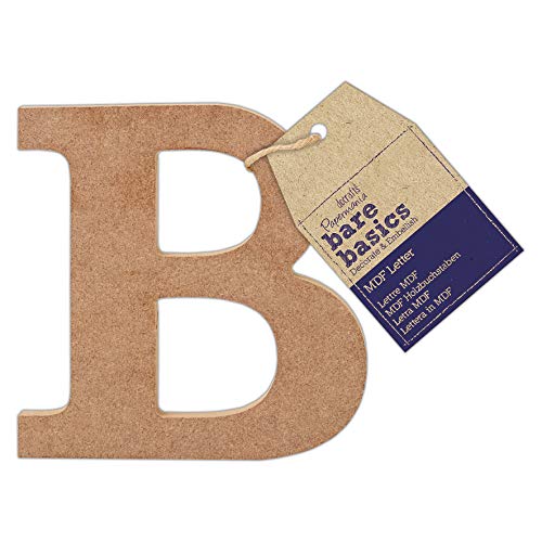 Papermania Bare Basics MDF Letter 1 Piece B, Art, Craft, Alphabet Sign, Name Plaque, Make Them Personalised, Decorate with Paint, Glitter, Stencil, Vinyl, Small Plaque for Home Decor