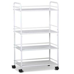 Yaheetech 4-Tier Storage Trolley Kitchen Utility Cart on Wheels, White