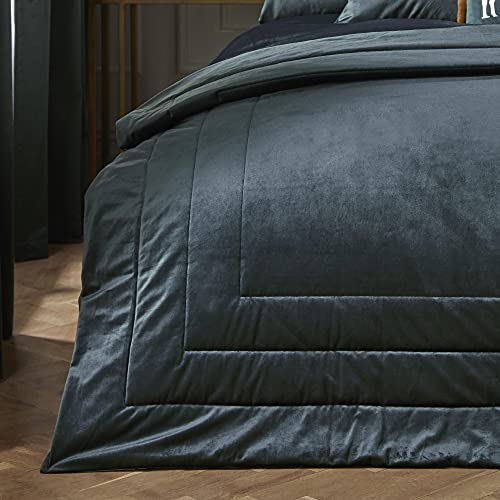 Laurence Llewelyn-Bowen - Chic - Velvet Bedspread - 220cm X 150cm in Bottle Green