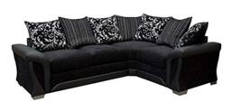 Sofas and More Sharon Corner Sofa Black Fabric Leather RIGHT