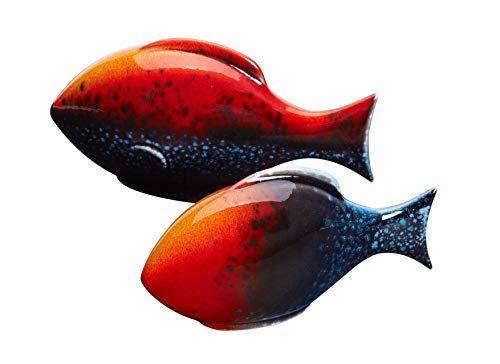 Poole Pottery Flare Fish (Pair) - Contrasting & Contemporary - Hand Crafted English Earthenware Clay - Striking Statement - Office, Living Room, Dining Room Decoration - Gift Boxed