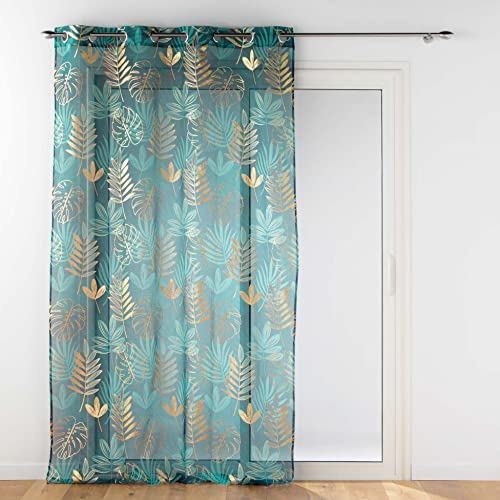 Douceur d'Intérieur, Ornella Emerald Net Curtain with Eyelets 140 x 240 cm Sandblasted Metallic Print