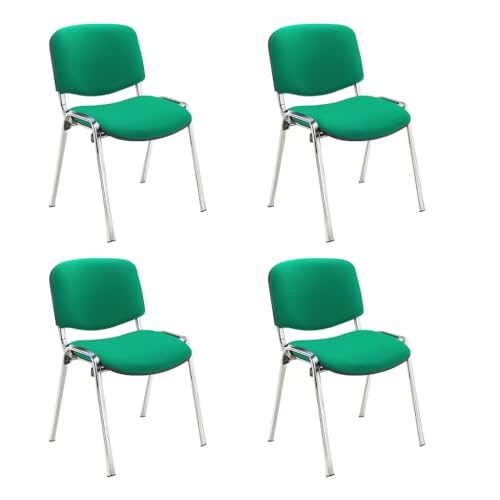 Office Hippo Heavy Duty Meeting Chair - Versatile & Robust Stackable Reception Chair, Up To 115kg Weight - Green/Chrome, 4 Pack