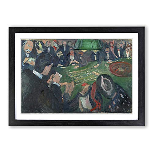 Edvard Munch at The Roulette Table Framed Print - A2 Oak Framed Wall Art - Ready to Hang - Modern Nature Picture - Living Room Bedroom Lounge Office