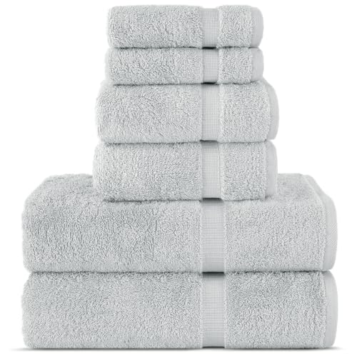 Chakir Turkish Linens -Hotel & Spa Quality 100% Cotton Premium Turkish Towels - Soft & Absorbent (Silver Gray, 6-Piece Towel Sets)