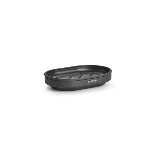 Brabantia - Mindset Soap Dish - Non-Slip Base - Ribs Keep the Soap High & Dry - Removable Inner Tray - Corrosion Resistant Metal - Bathroom Accessory - Infinite Grey - 12 x 8 cm