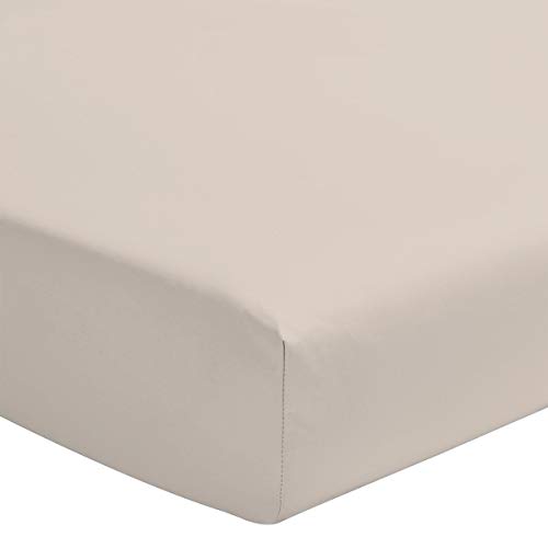 HOME LINGE PASSION, Beige Ivory Fitted Sheet 160 x 200 + 30 cm 100% Cotton 57 Thread Count (Label Oeko-TEX Label)