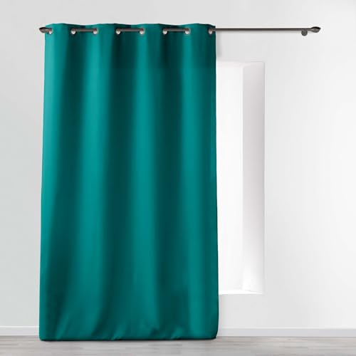 Douceur d'Intérieur, Curtain with eyelets (140 x 280 cm) Essentiel Peacock Blue, Polyester