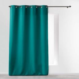 Douceur d'Intérieur, Curtain with eyelets (140 x 280 cm) Essentiel Peacock Blue, Polyester