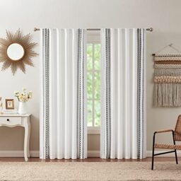 "Indigo Ink - Curtain, Blackout Curtain Panel, Window Treatment with Rod Pocket Top, Dorm Room Essentials, Geometric Design, Boho Inspired Home Decor (Rogue Black/White, 52"" x 84"")"