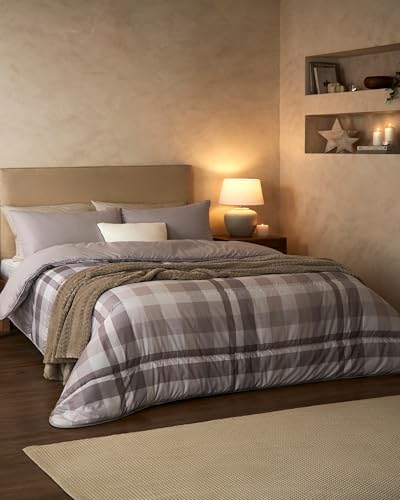 Night Lark Coverless Duvet and Pillowcase Set, Autumn Collection – Coverless Duvet Single 10.5 Tog with Advanced Smartfil® Fibre, Machine Washable, Hypoallergenic – Natural Check, Single Bed Size
