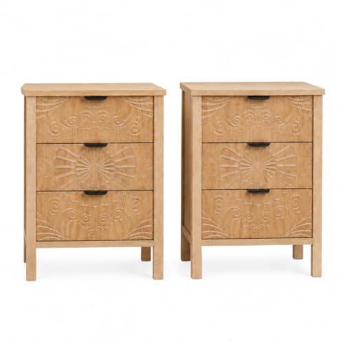 Birlea Pair of Lotus 3 Drawer Bedside Cabinet Chest Table Light Oak