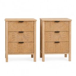 Birlea Pair of Lotus 3 Drawer Bedside Cabinet Chest Table Light Oak