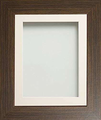 Frame Company Watson Brown Picture Photo Frame fitted with Perspex, 12x10 inch with Ivory Mount for image size 9x7 inch