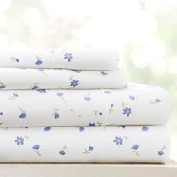 Linen Market 4 Piece Sheet Set Patterned, Queen, Soft Floral Light Blue