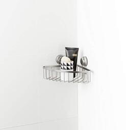 Compactor Bestlock Wall Mounted Bathroom Corner Shelf, No Drilling Suction Cup Mounting, Supports up to 12kg, Rustproof Chrome Plated Iron, 23.8 x 23.6 x H. 13.2 cm, Chrome, RAN8194