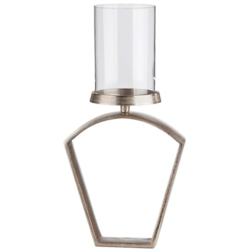 GILDE Nostro Aluminium Lantern ??? Champagne Colour ??? Height 27 cm x Width 20 cm ??? Candle Holder