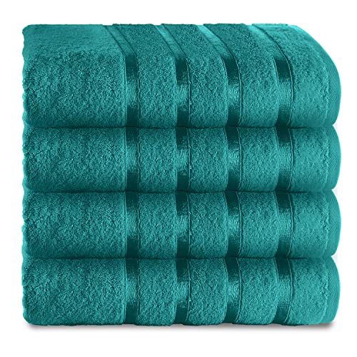 GC GAVENO CAVAILIA Luxury Super Soft 4-Pack Bathroom Hand Towels Set, 100% Egyptian Cotton Bath Accessory Sets, Kensington, Teal,643784