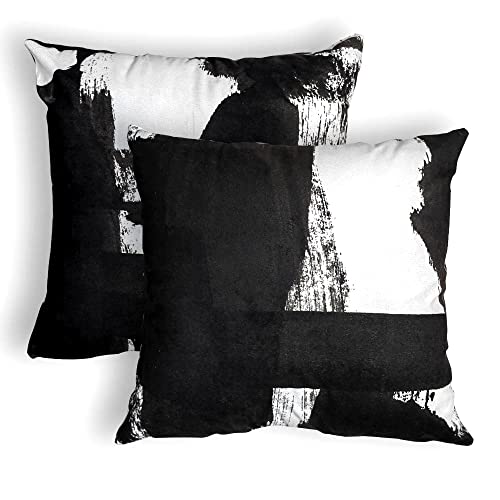 Vineland Throw Pillow Covers Set Black and White Abstract Farmhouse Cushion Case 18 x 18 Inch Square Decorative Pillowcase for Home Car Sofa Decor