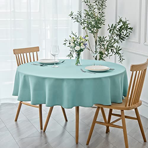 maxmill Round Textured Tablecloth Spill-Proof Wrinkle Free Soft Jacquard Table Cloth for Round Table Cover, for Dining Room Buffet Banquet Parties Holiday Dinner, 70 Inch, Turquoise