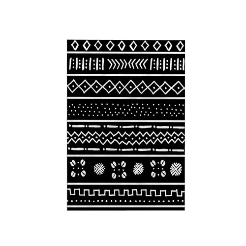 3dRose Towel, White on Black Mudcloth Inspired Tribal Stripe Pattern-African Art