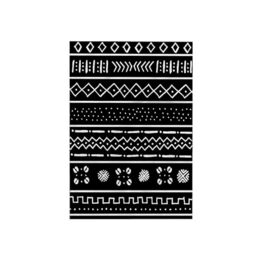 3dRose Towel, White on Black Mudcloth Inspired Tribal Stripe Pattern-African Art