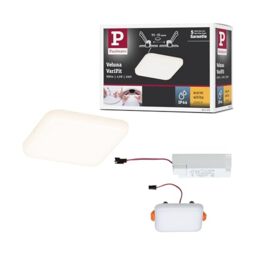 Paulmann 92393 LED Panel recessed luminaire Veluna VariFit IP44 Warm White 75x75mm Rectangular incl. 1x4.5 watt Satin Ceiling lamp Plastic 3000 K