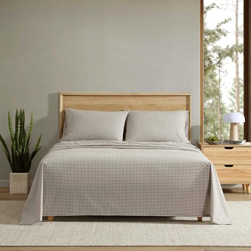 Eddie Bauer - Full Sheet Set, Crisp & Cooling Sheets w/a Naturally Smooth Cotton Percale Lightweight Feel - Matching Pillowcases & Deep Pocket Fitted Sheet (Harrison Brown)