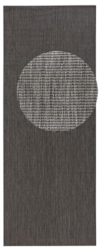 Hanse Home NORTHRUGS Indoor and Outdoor Rug Match 80 x 200 cm - Weatherproof Modern Plain All-Over Plain Design Runner for Balcony Patio Garden Conservatory Living Room Rug Waterproof in Anthracite