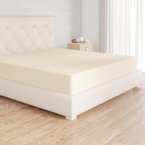 Sonvie Bamboo Doubel Fitted Sheets 2 Pack, Deep Pocket 35cm, Bedding Beige