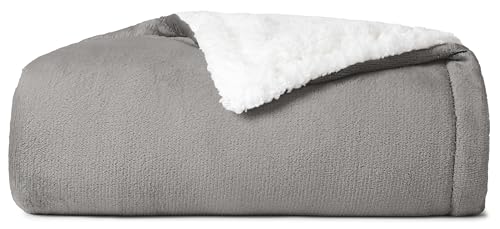 CASUAL LIVING 32599 Plush Reversible Throw Blanket Home and Hotel Luxury Premium Collection Machine Washable Easy Care Couch Warm Sofa Blankets, Throw 50 x 60-inch, Grey