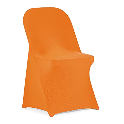 Peomeise Stretch Spandex Folding Chair Cover for Wedding Party Dining Banquet Event (25, Orange)