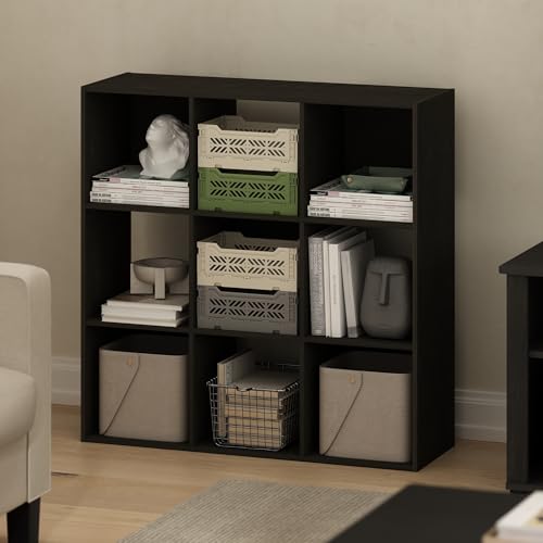 Furinno PELLI Book Shelf, 9-Cube Bookshelf, Cube Storage Organizer Bookcase, 11.7 x 35.3 x 35.4, for Living Room, Bedroom, Home Office, Espresso