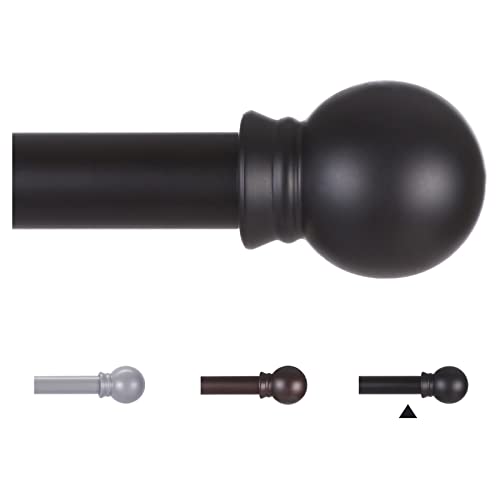 "Thestoa Curtain Rods for Windows 31 or 46 Inch, 5/8"" Diameter Black Curtain Rod Adjusts Length by Splicing, Suitable for Bedroom, Living Room,Kitchen,Farmhouse, Outdoor"